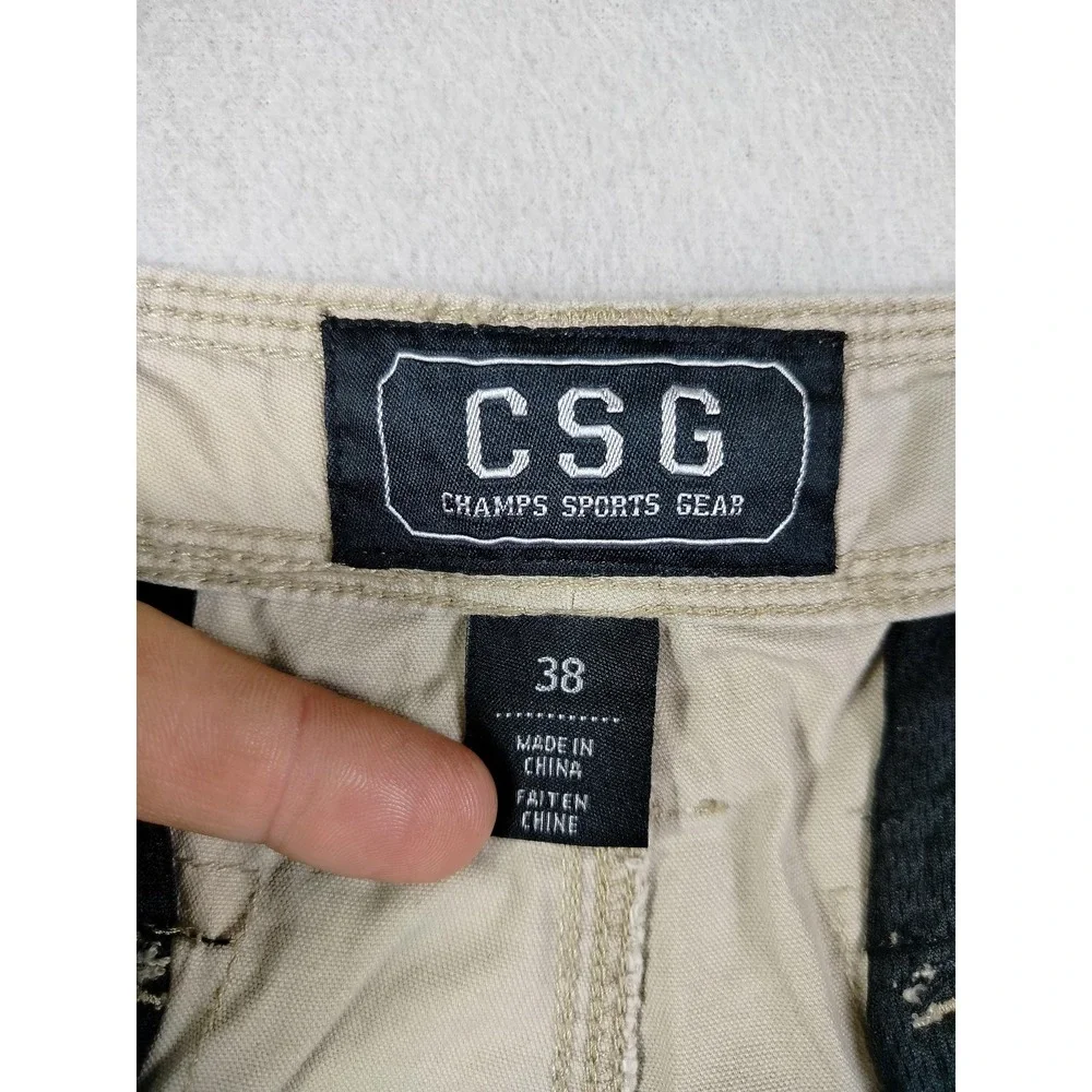 CSG Cargo Shorts Mens 38 Beige Elastic Waist Utility Pockets Gorpcore‎ Outdoors